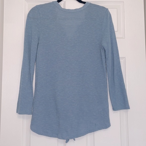 LOFT Striped Tie Front Button Down Top - Picture 3 of 6